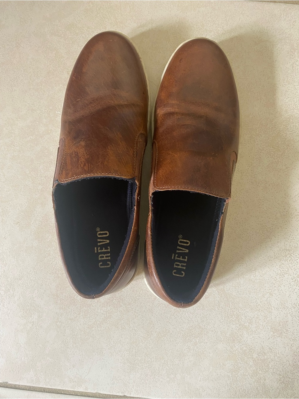 Crevo Brown Slip-On Leather Loafers for Men